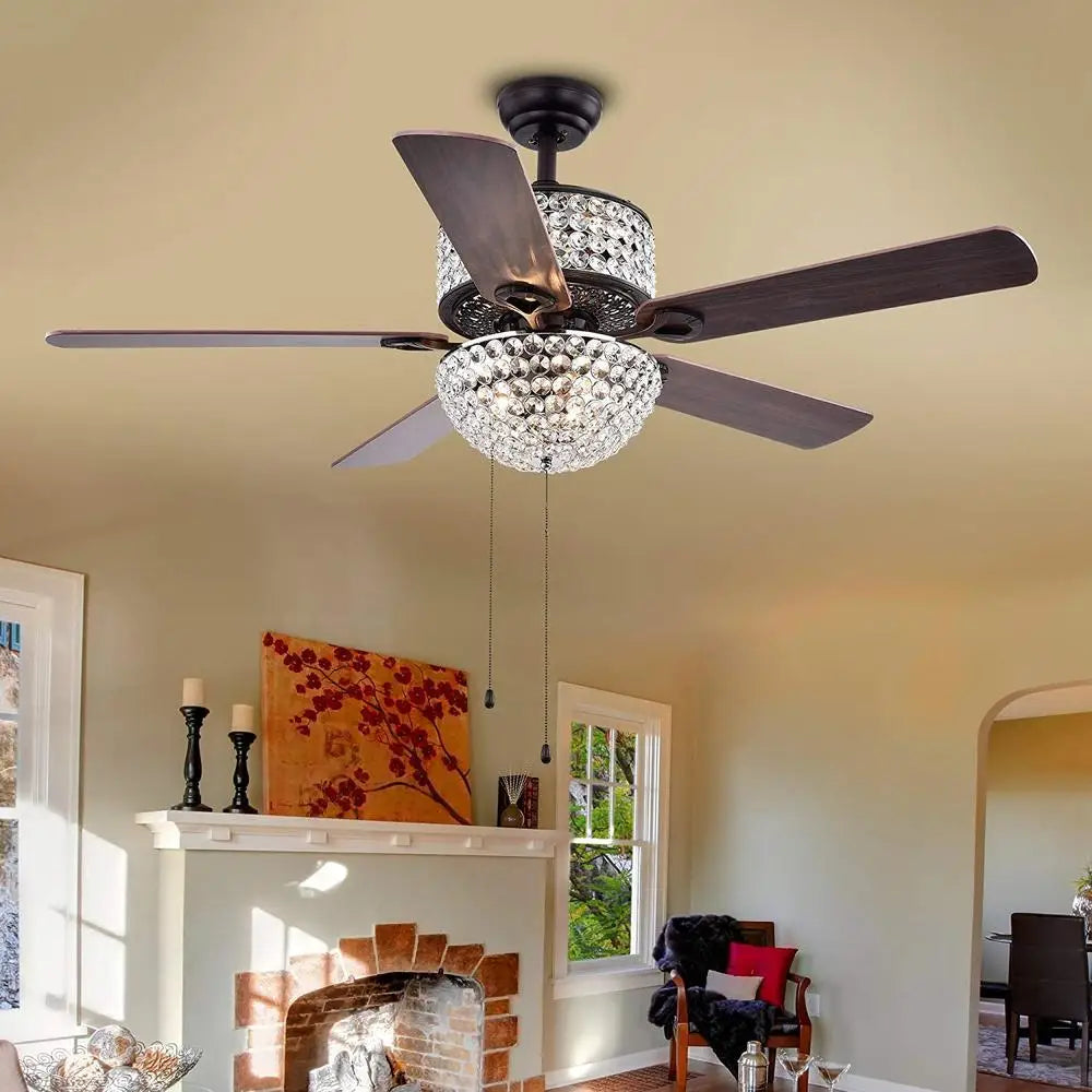 Frolic Laure Ceiling Fan Chandelier Six Lights Modern Glam