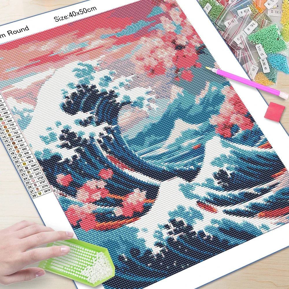 Xiaoyu Diamond Painting Cherry Blossom Mountain Mosaic Kit