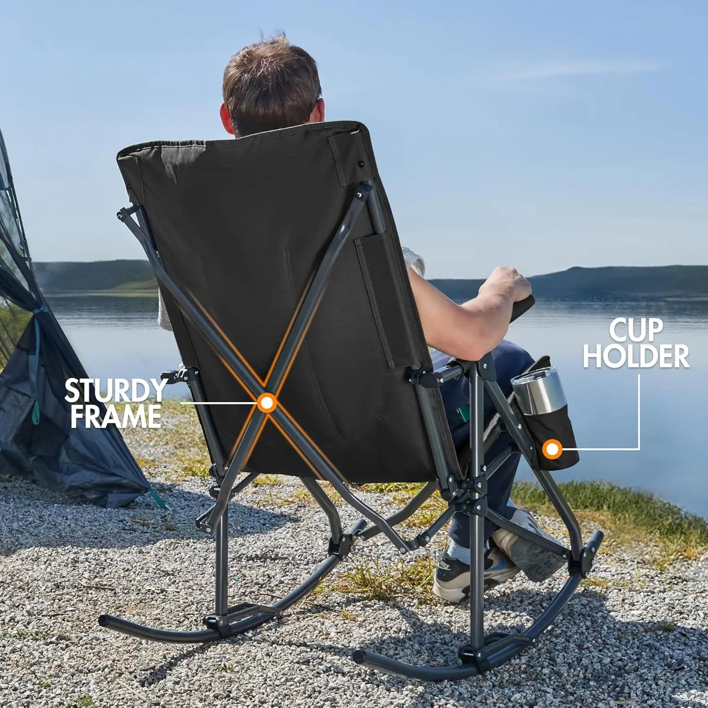 XMSJ Oversized Folding Rocking Chair Portable Outdoor Rocker