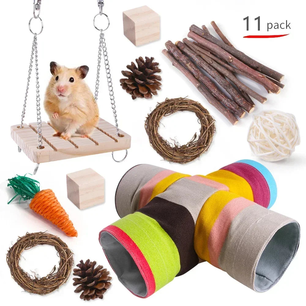 Hign-concerned Wooden Hamster And Small Pet Toys Set