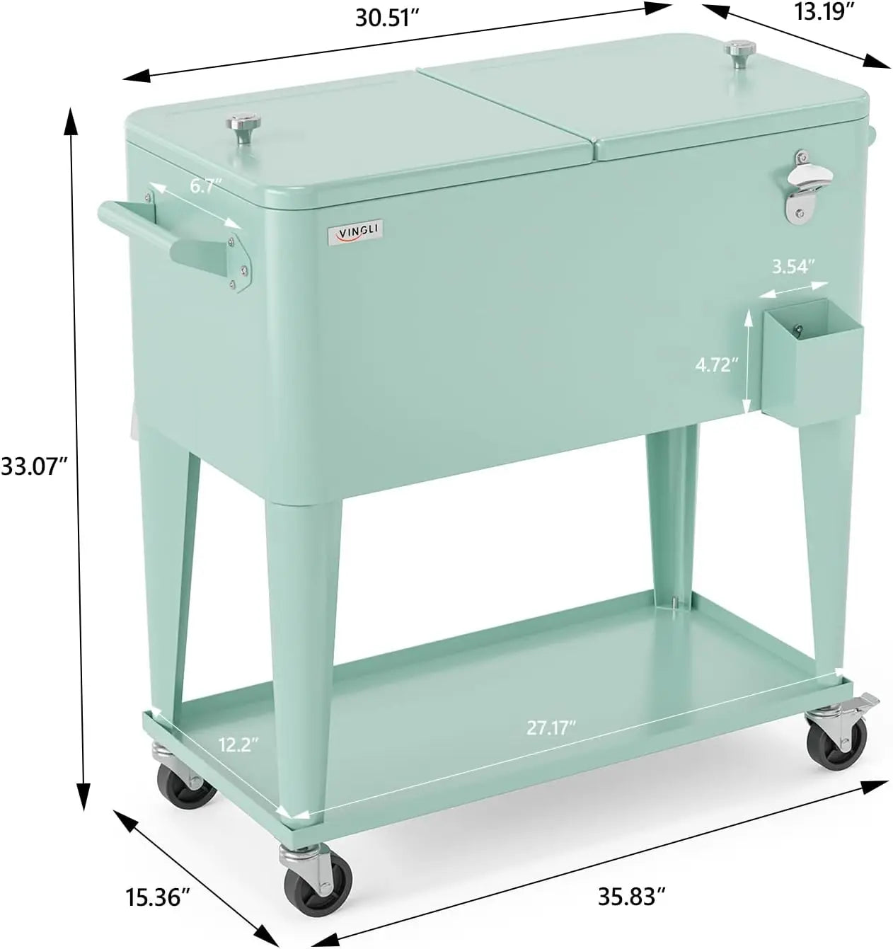 XMSJ 80 Quart Rolling Ice Chest Portable Cooler Cart