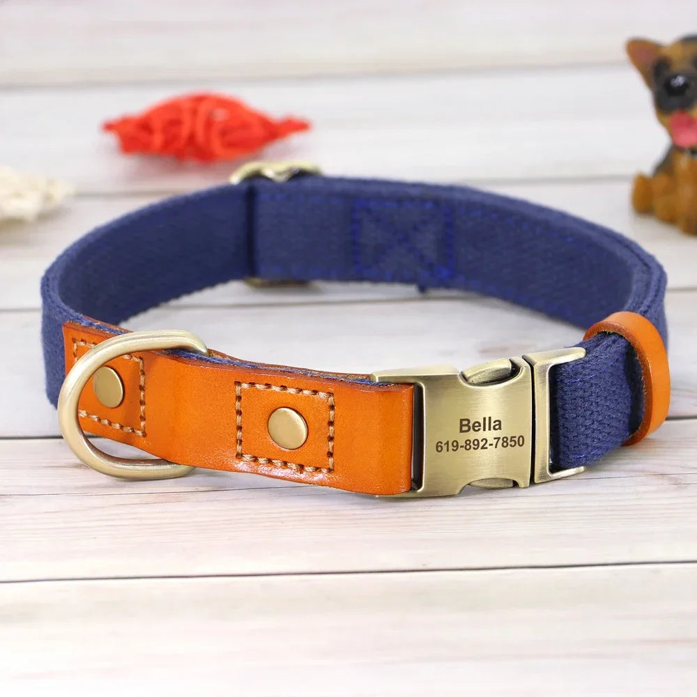 Pet Artist Nylon Custom Dog Collar Leash Set Nameplate