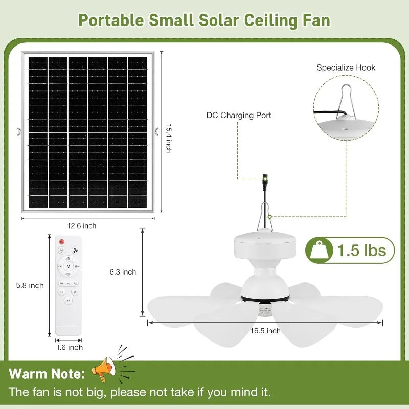 Solar Ceiling Fan Kit with Light for Outdoor Gazebo Use