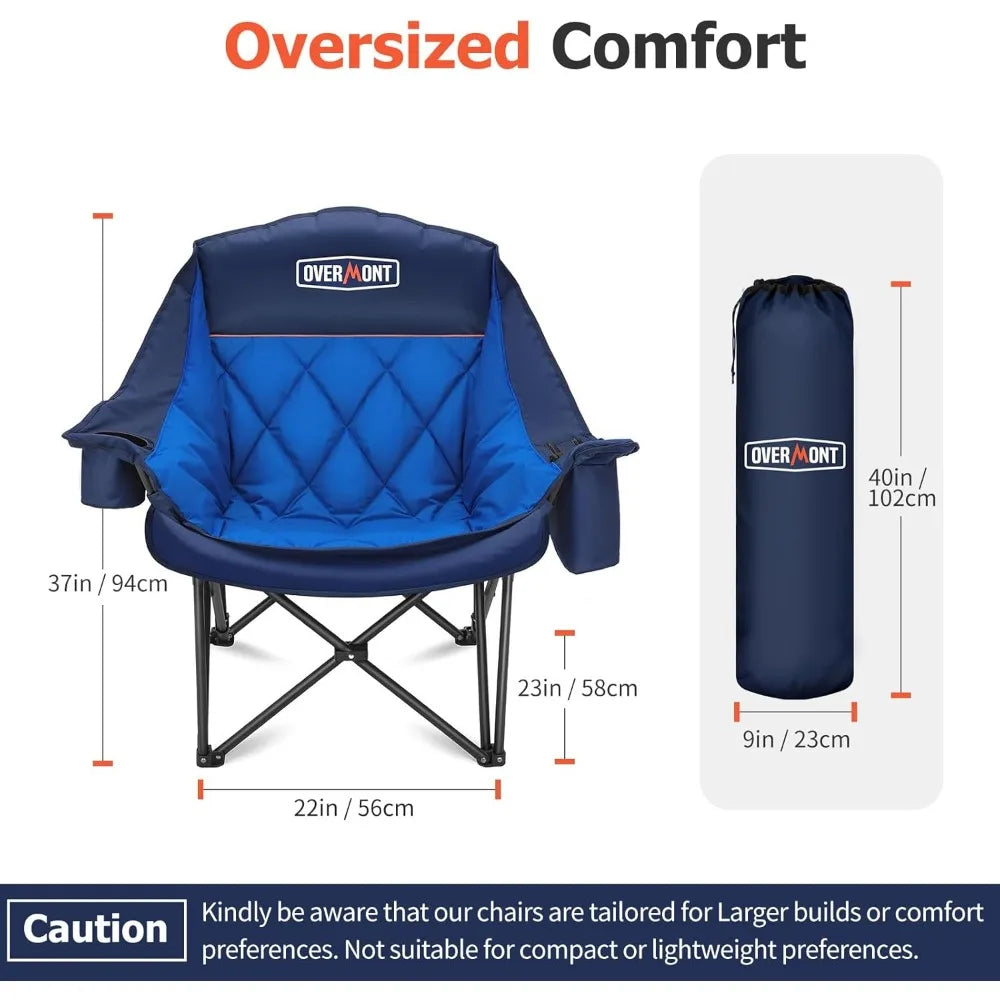Oversized Camping Chair with Cup Holder and Cooling Bag