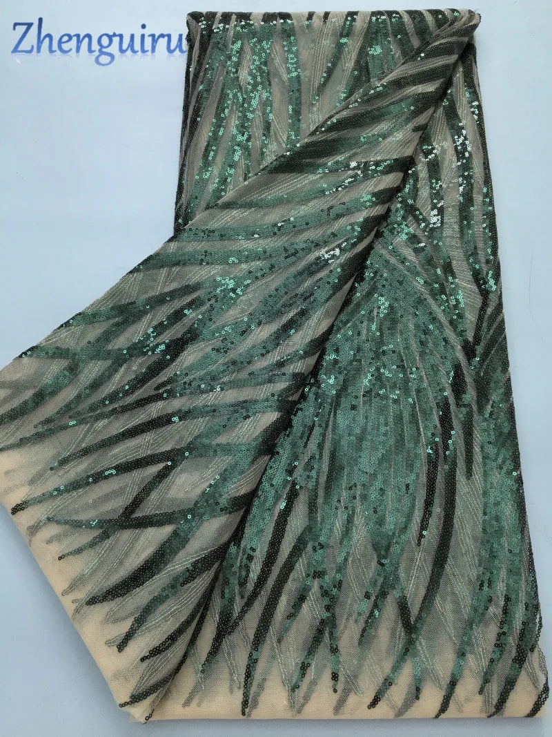 Green Nigerian Lace Fabric High Quality Luxury Tulle Lace