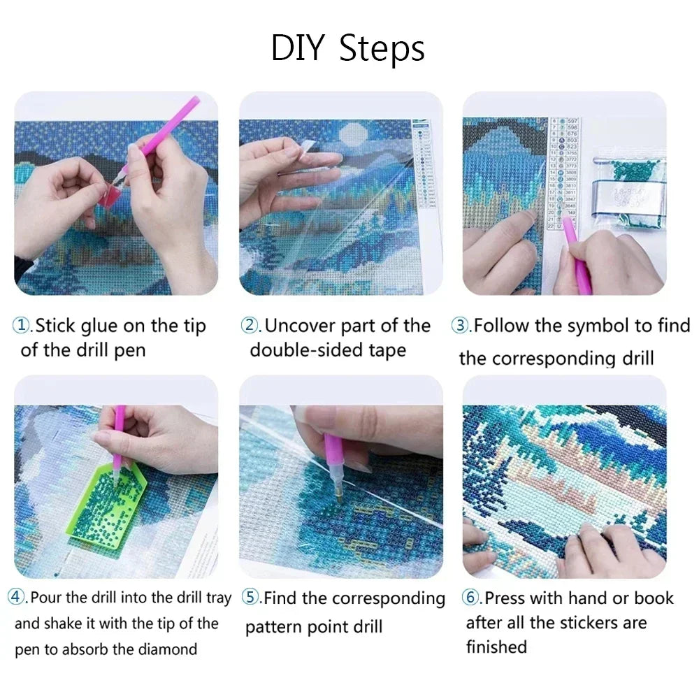 Xiaoyu Diamond Painting Cherry Blossom Mountain Mosaic Kit