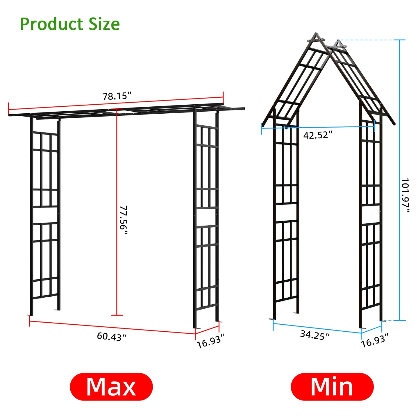 Adjustable Metal Garden Arch for Climbing Plants and Roses