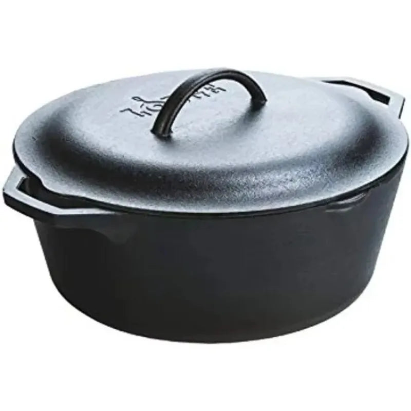 Innovative 7 Quart Pre-Seasoned Cast Iron Dutch Oven Black