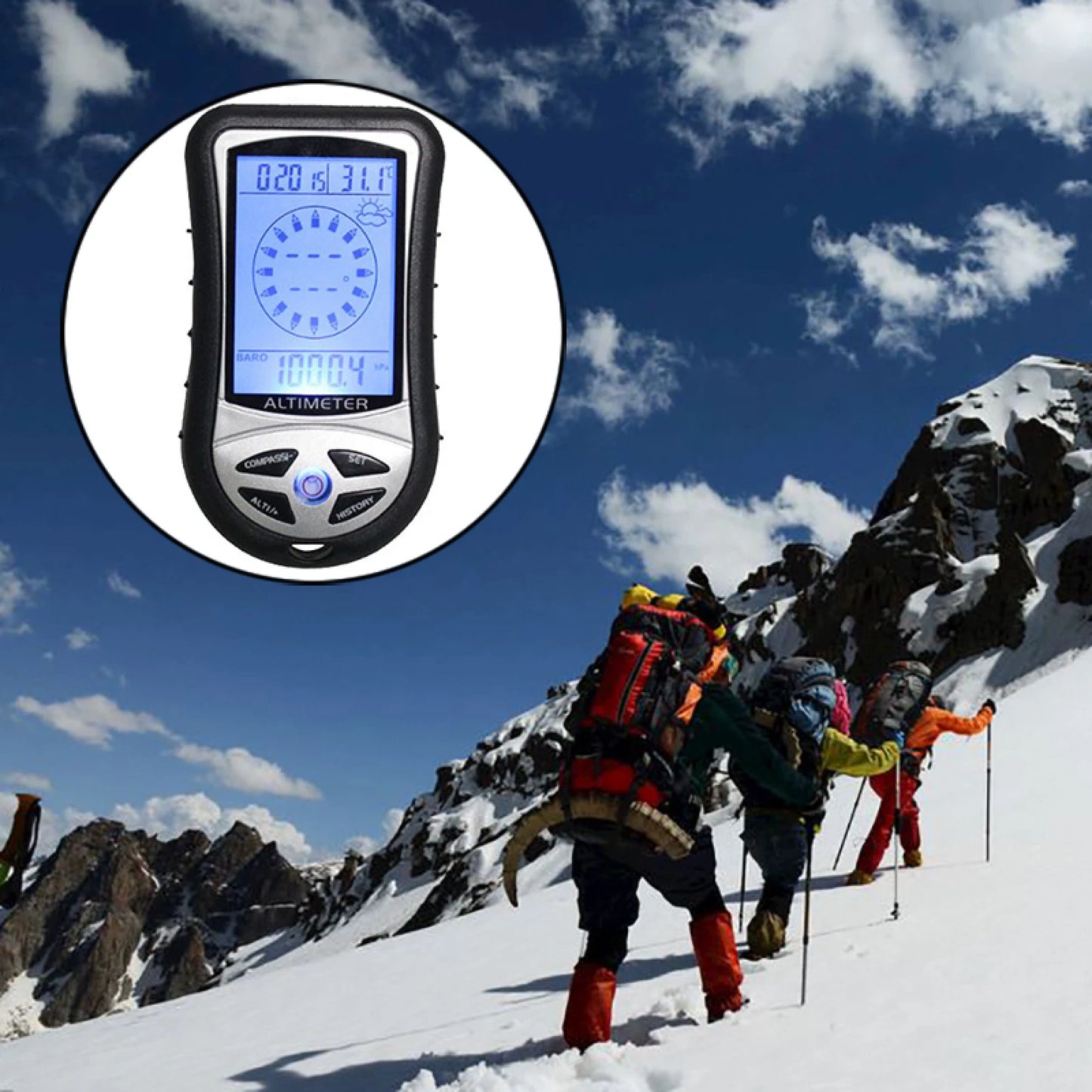 8 in 1 Handheld Digital Altimeter Compass Thermometer for Outdoors