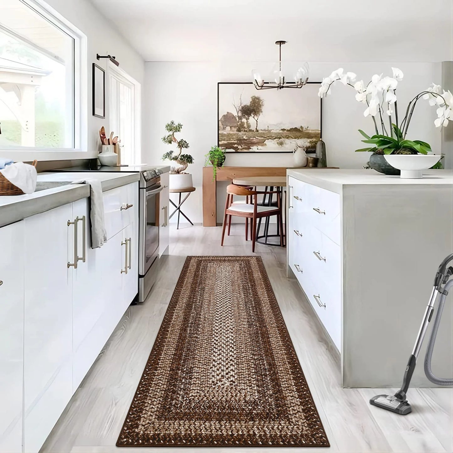 HiMISS Washable Braided Area Rug for Living Room Non Slip