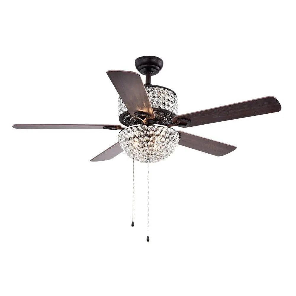 Frolic Laure Ceiling Fan Chandelier Six Lights Modern Glam
