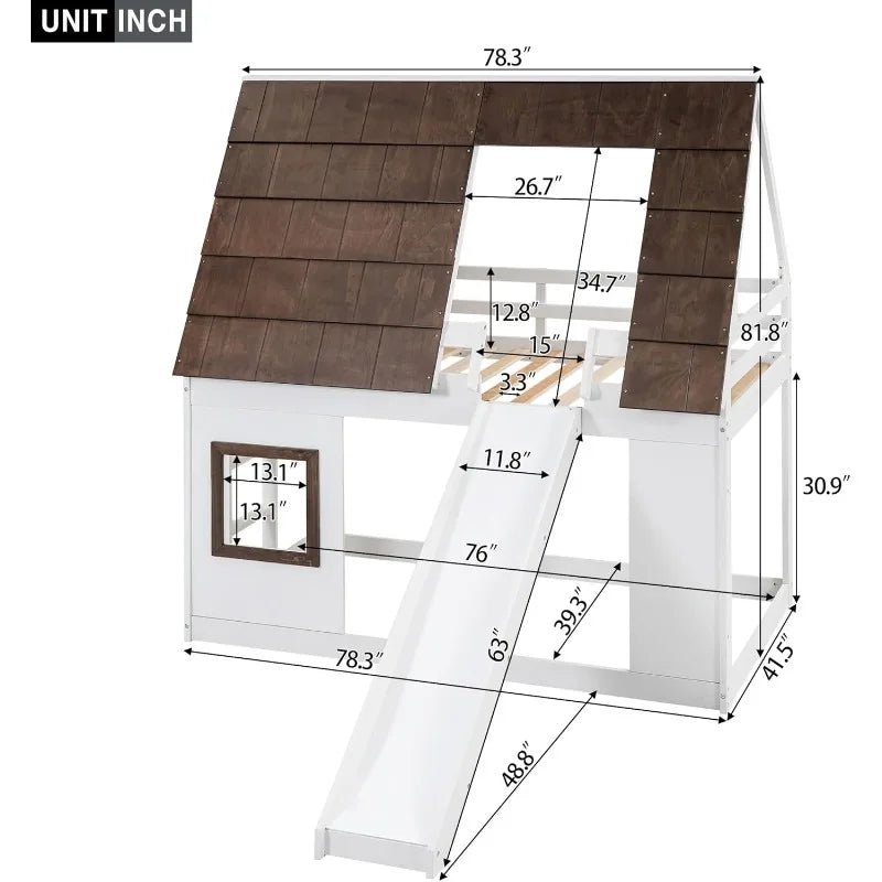 Twin Over Twin House Bunk Bed Frame by NoEnName