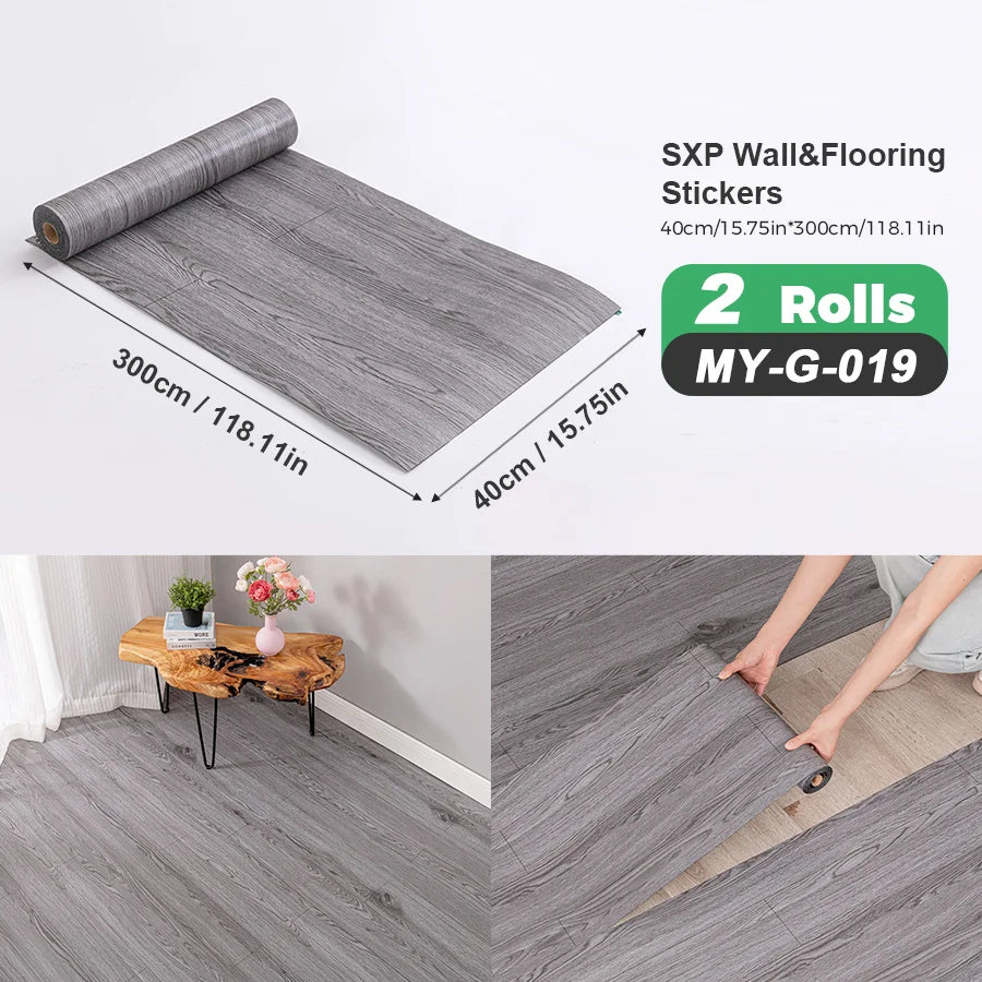 2 Rolls Self Adhesive Wall Floor Sticker Wood Grain Marble
