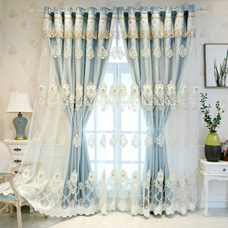 Zhejiang Elegant Double Layer Curtains Embossed Detailing