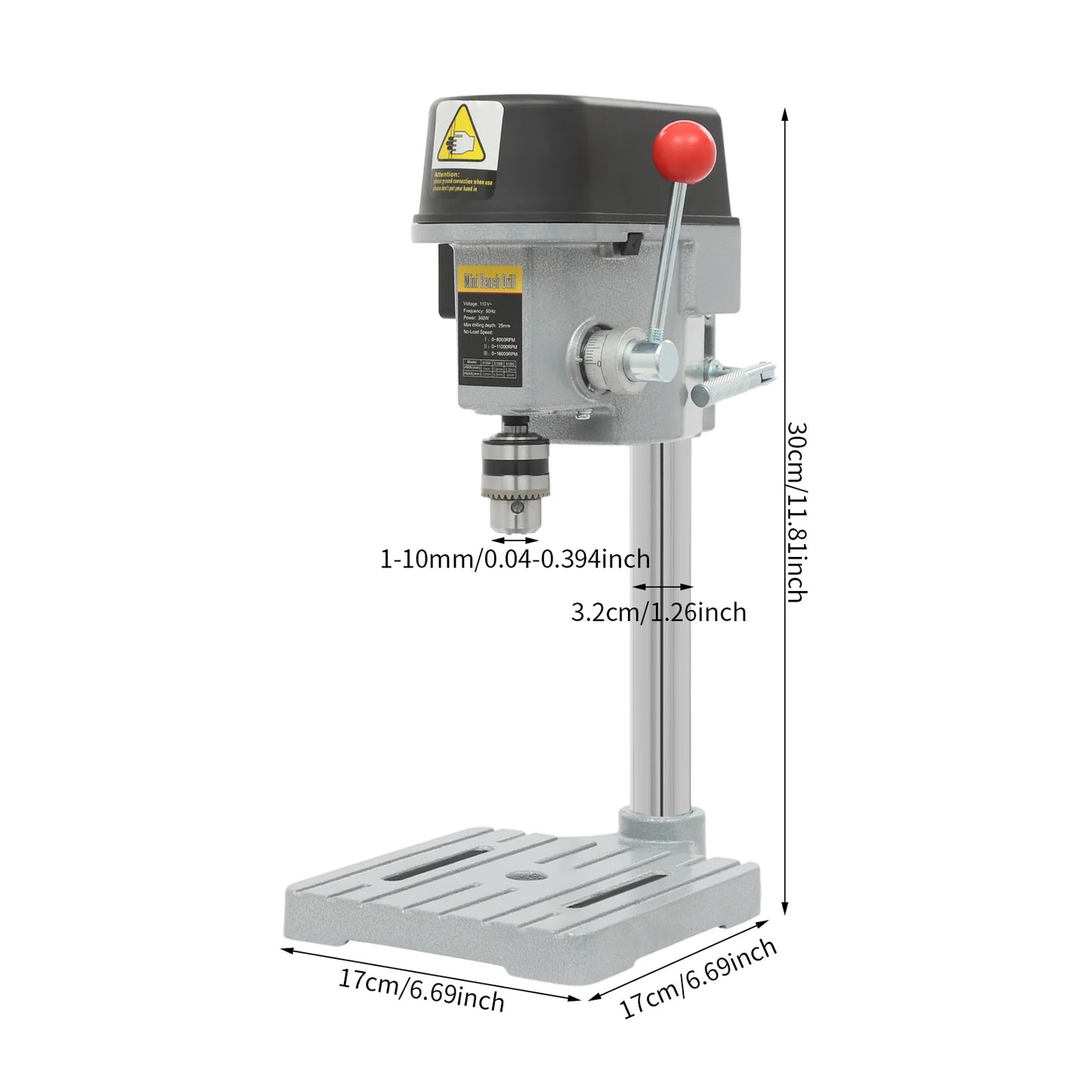 CNC Mini Benchtop Drill Press 340W 3 Speeds Metal Wood