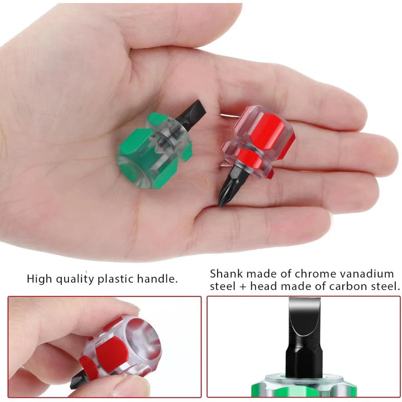 4Pcs Stubby Sewing Screwdriver Set Flat Phillips Mini Tools
