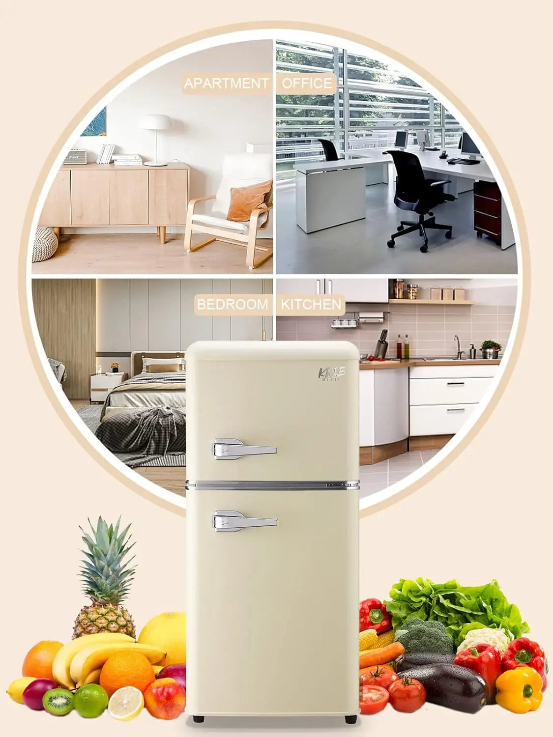 Krib Bling Compact Refrigerator Mini Fridge Retro Design