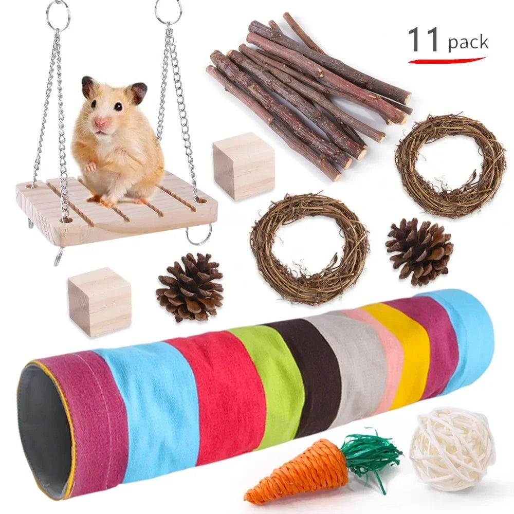 Hign-concerned Wooden Hamster And Small Pet Toys Set