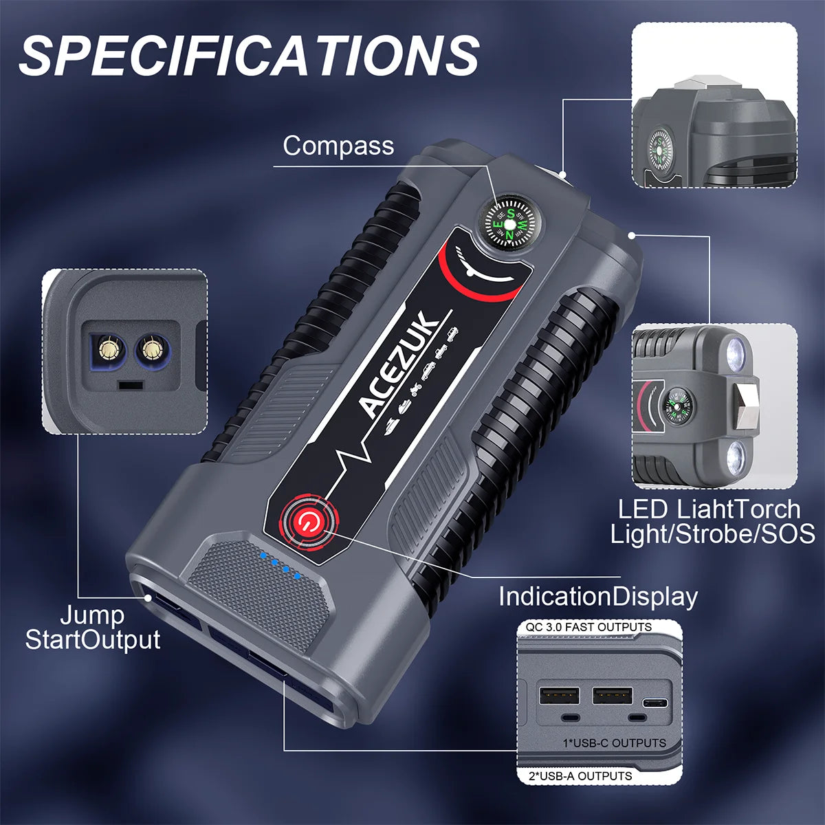 BIUBLE 12V Portable Jump Starter Car Battery Booster