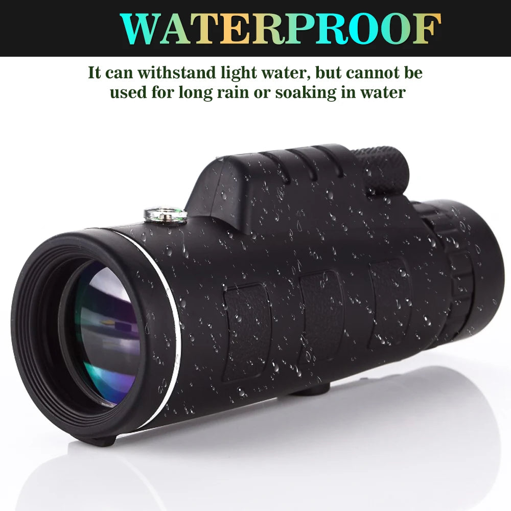 80x100 HD Zoom Monocular Telescope with Tripod for Camping