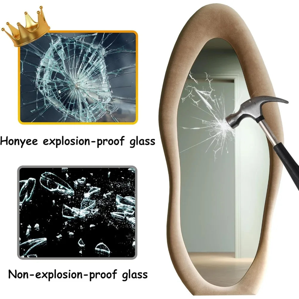 Hignconcerned Irregular Wave Tall Mirror Wall Hanging