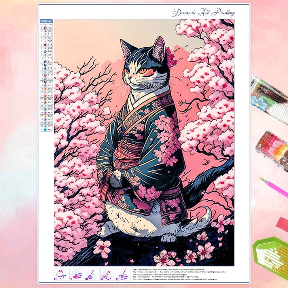 Xiaoyu Diamond Painting Cherry Blossom Mountain Mosaic Kit