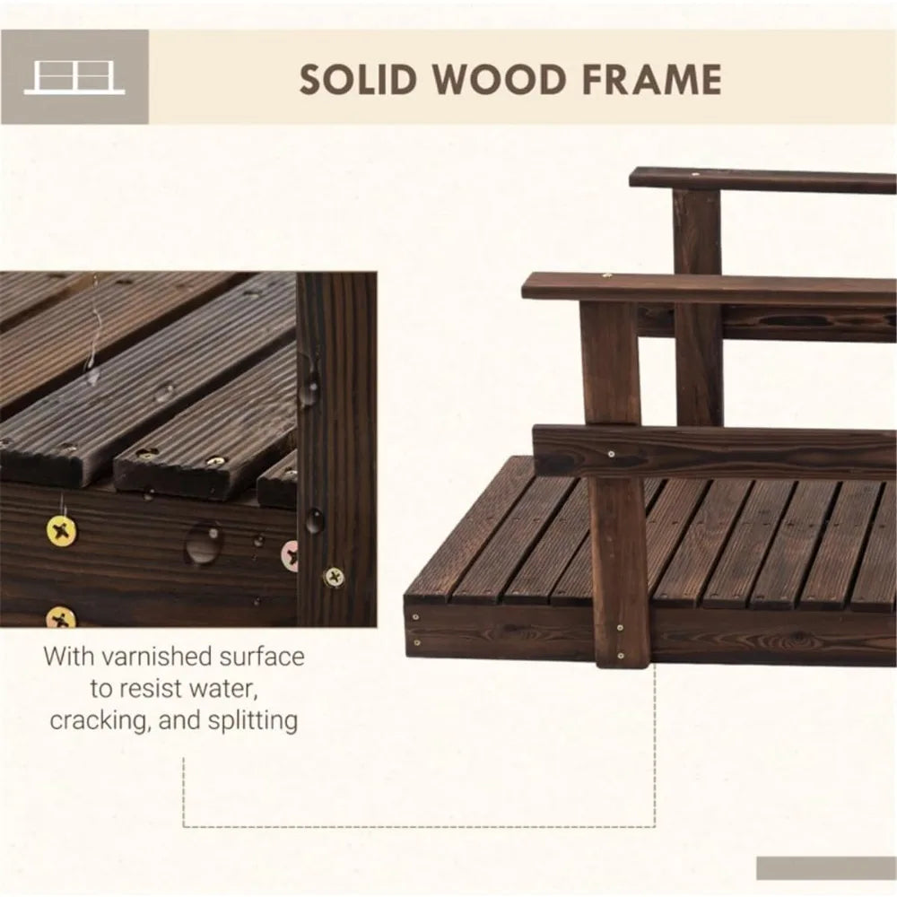 7FT Wooden Garden Bridge with Handrails for Outdoor Spaces