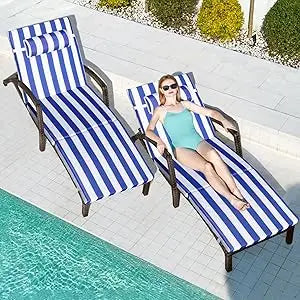 Tangxu Outdoor Wicker Chaise Lounge Chairs Set of 2