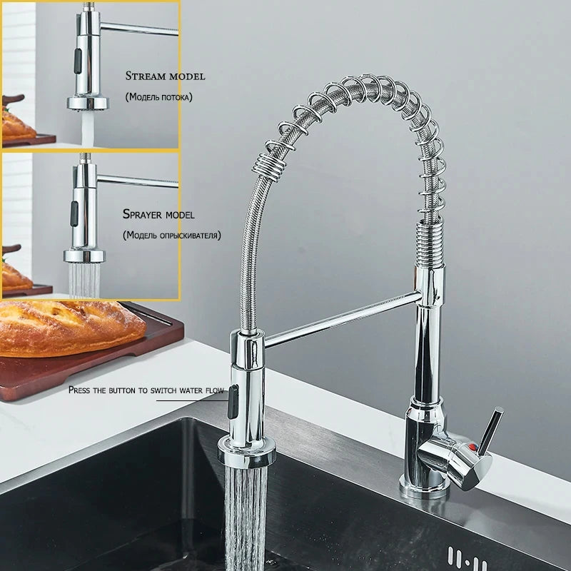 Wanmivezlo Chrome Pull Down Kitchen Faucet With Spray Head