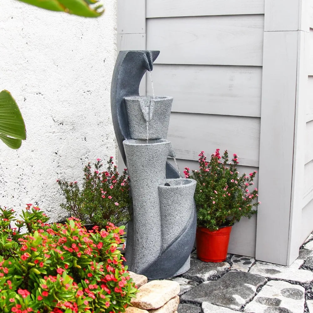 Elegant S Shaped Waterfall Fountain for Outdoor Garden Decor