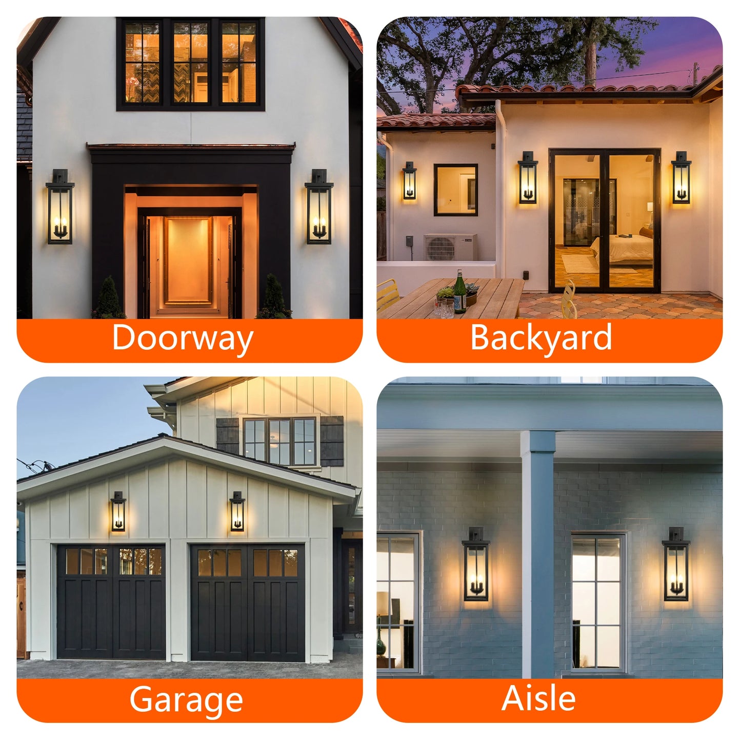 Outdoor Wall Lantern Dusk To Dawn Sensor Matte Black Finish