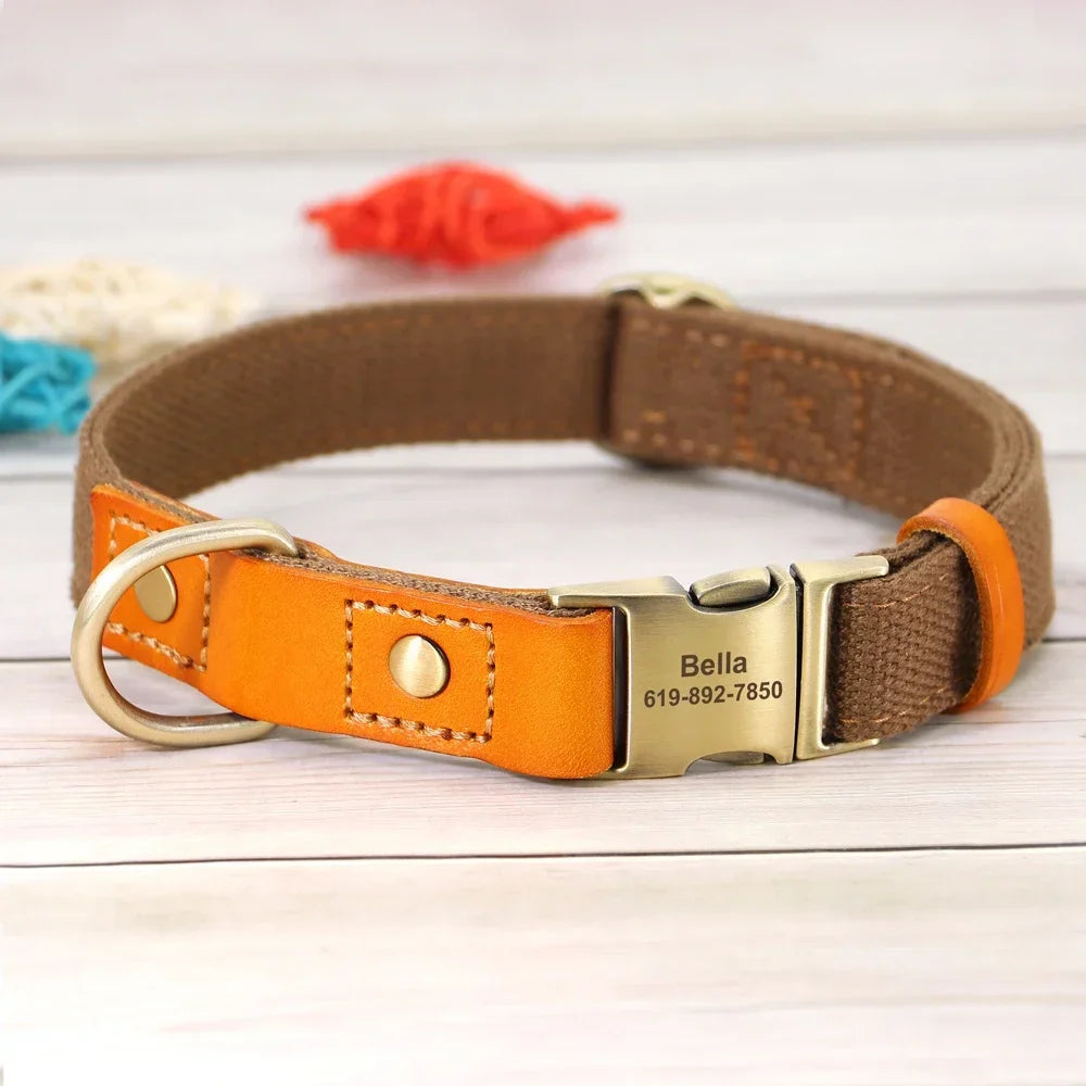 Pet Artist Nylon Custom Dog Collar Leash Set Nameplate