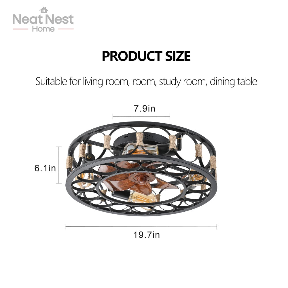 Modern Silent Ceiling Fan with Lights and Remote Control
