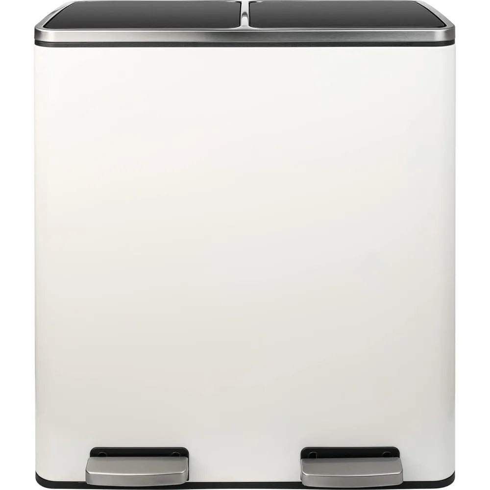 60L Dual Compartment Stainless Steel Kitchen Trash Can