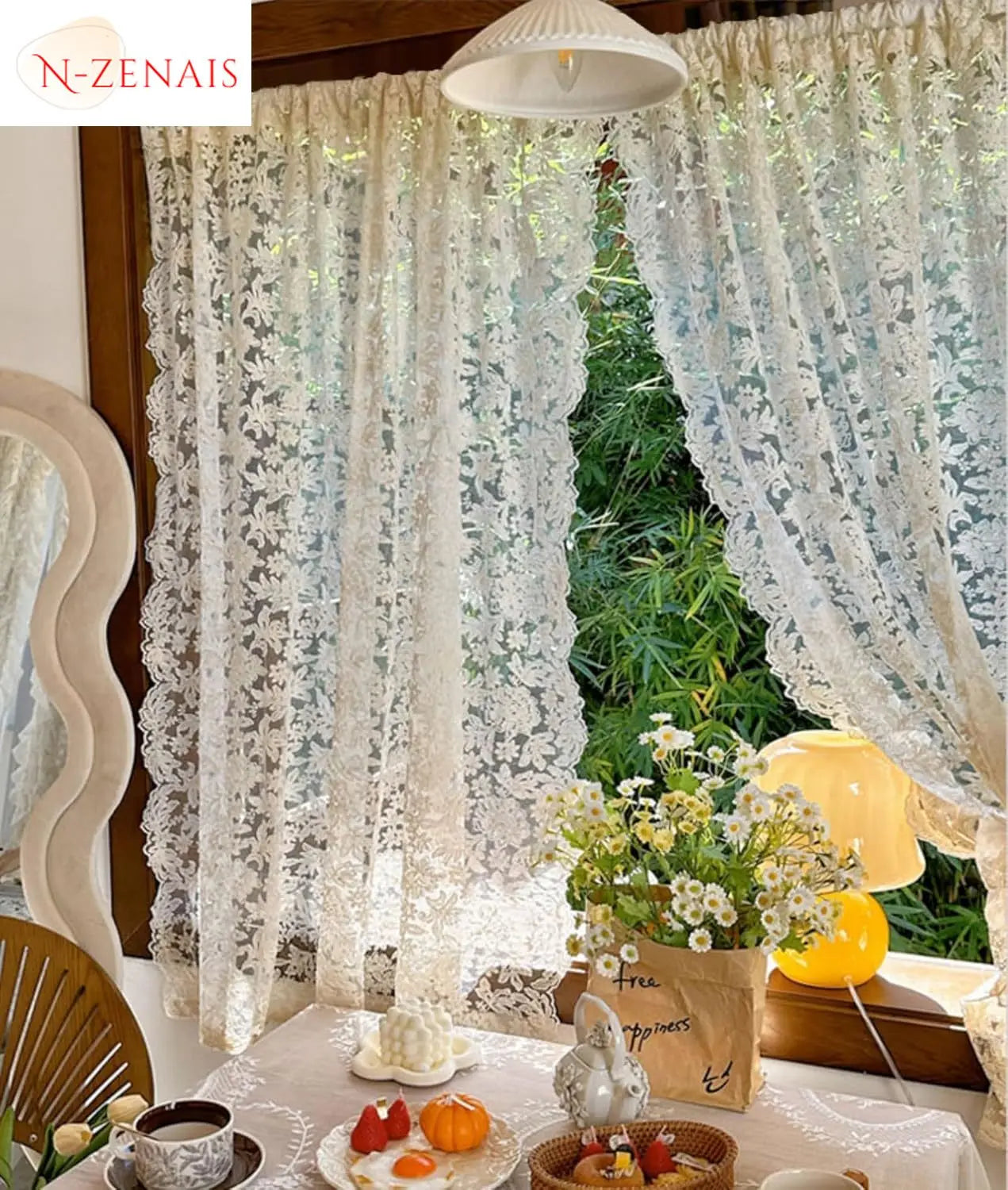 Jessans European Tulle Lace Sheer Curtains for Home