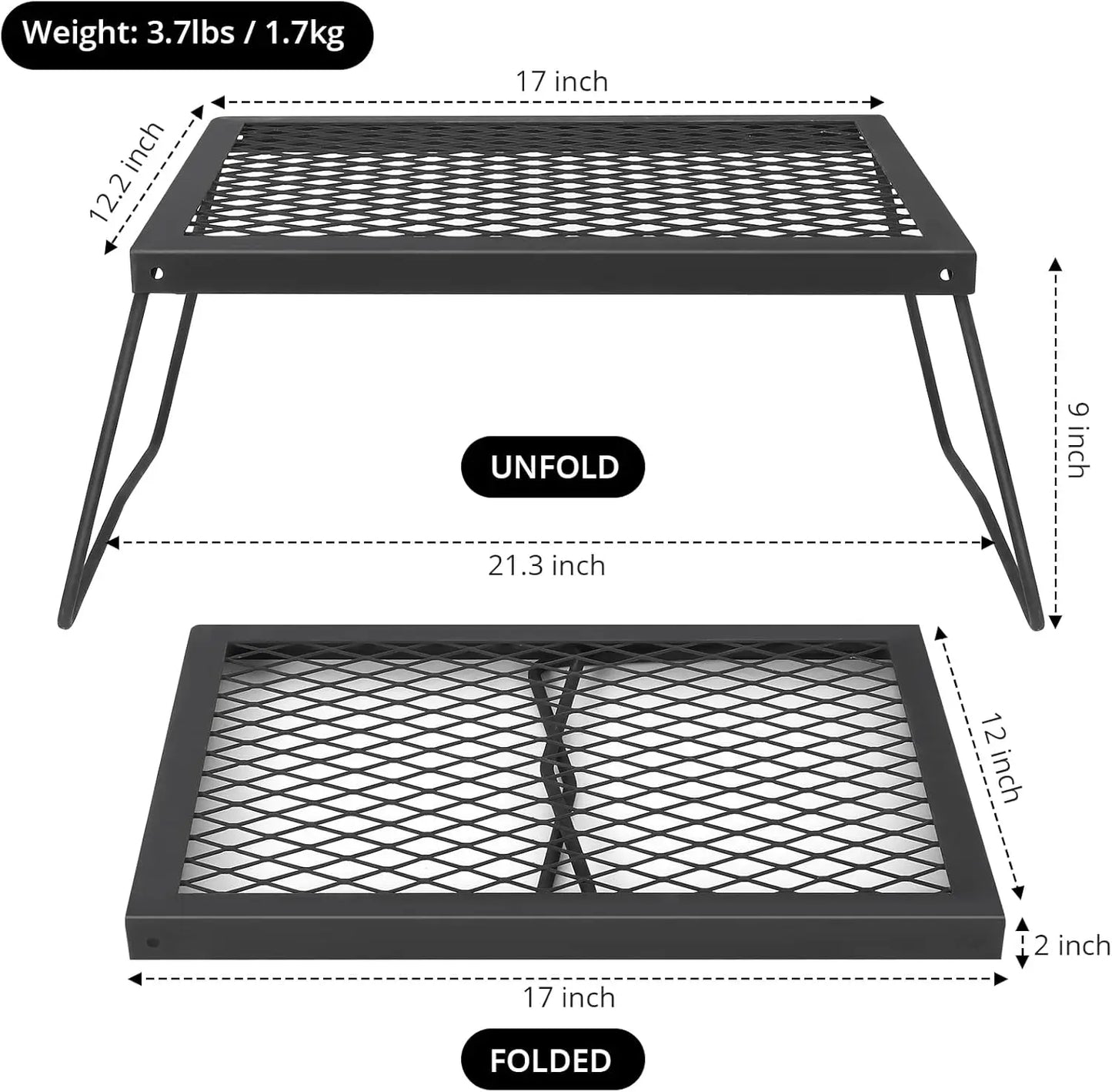 HiMISS Folding Campfire Grill Heavy Duty Steel Mesh Grate