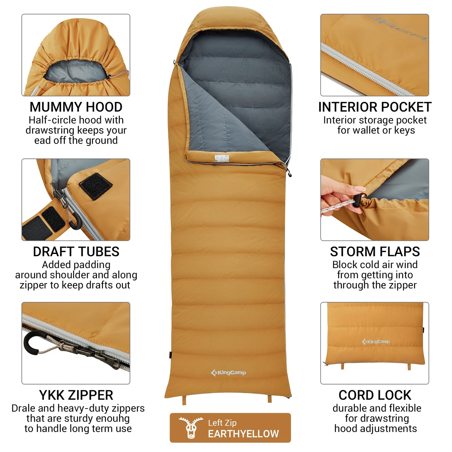 KingCamp Lightweight Down Sleeping Bag for Camping and Hiking