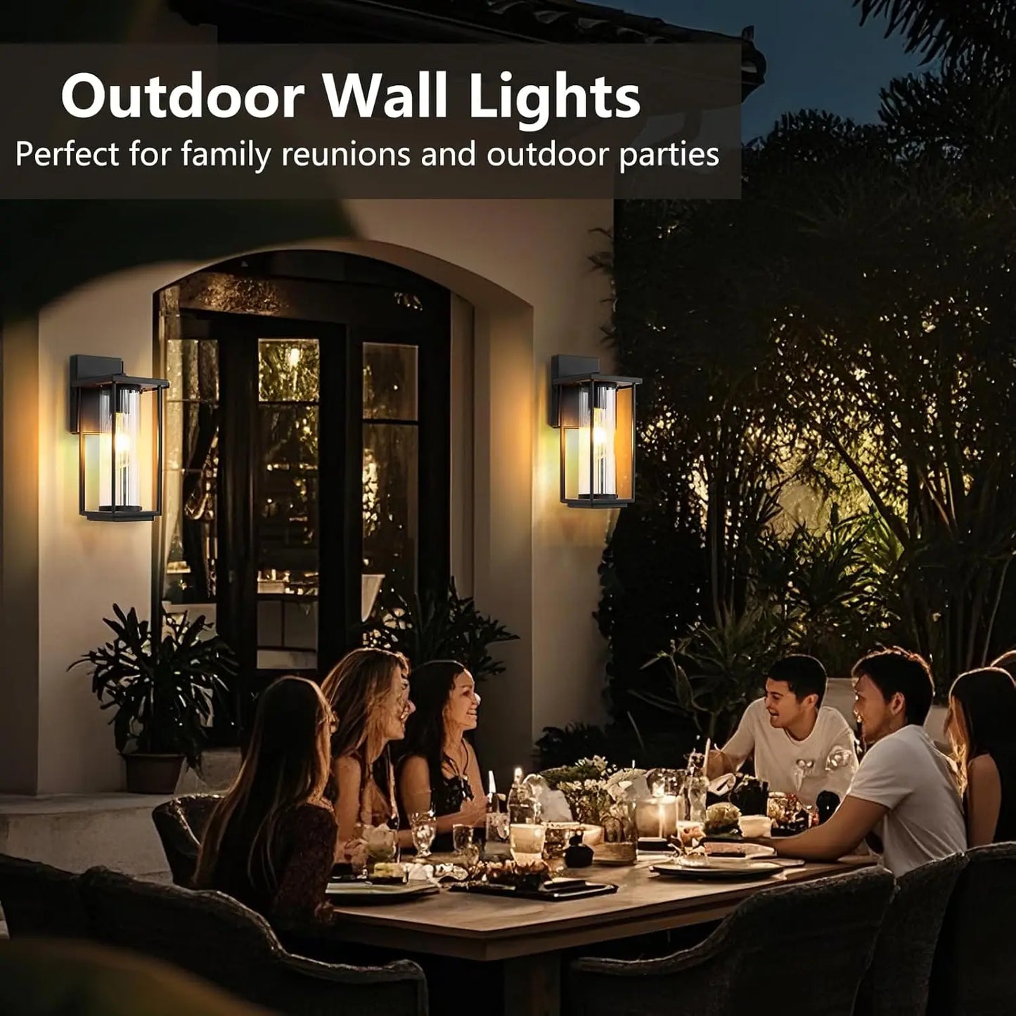 IDEPUS Outdoor Wall Lantern Waterproof Metal Glass