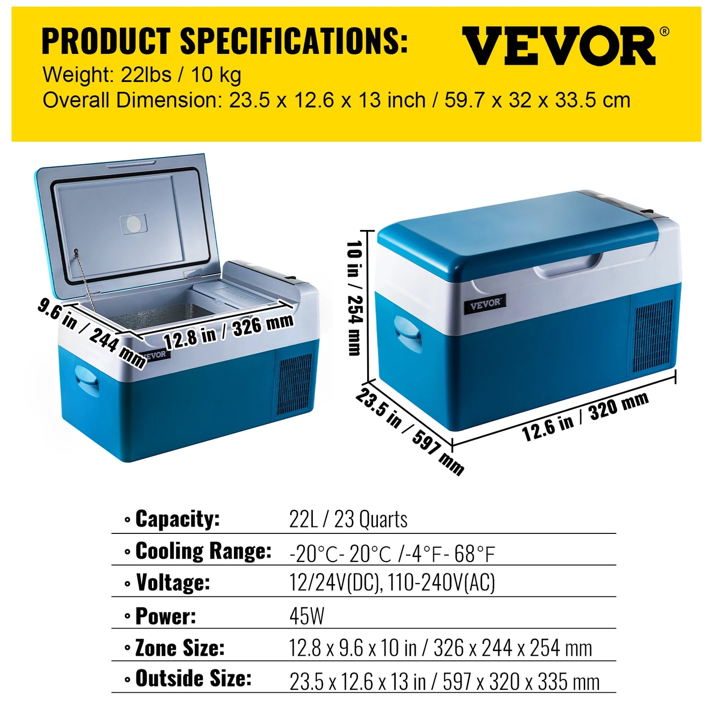 Portable Car Refrigerator Mini Fridge Freezer Compressor Cooler