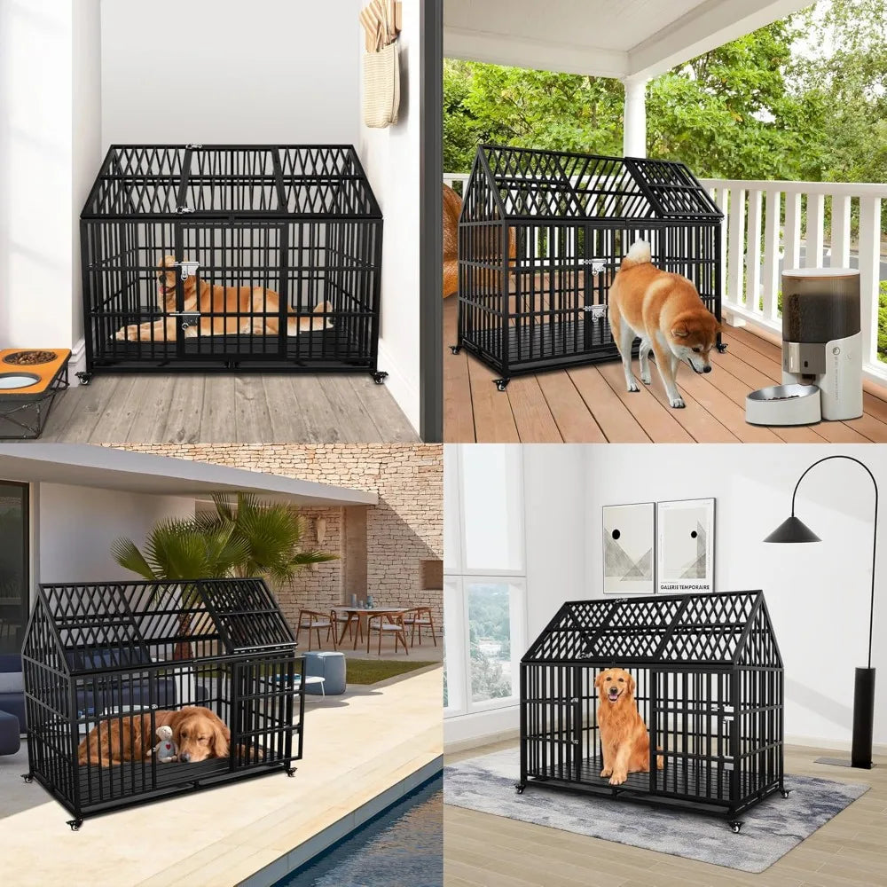DAFIFY Heavy Duty Dog Crate Indestructible Metal Kennel