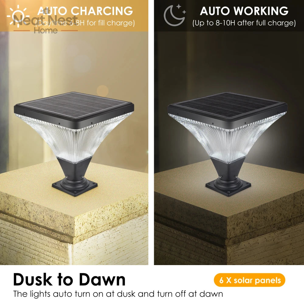 15 Inch Black LED Outdoor Post Light with Remote Control