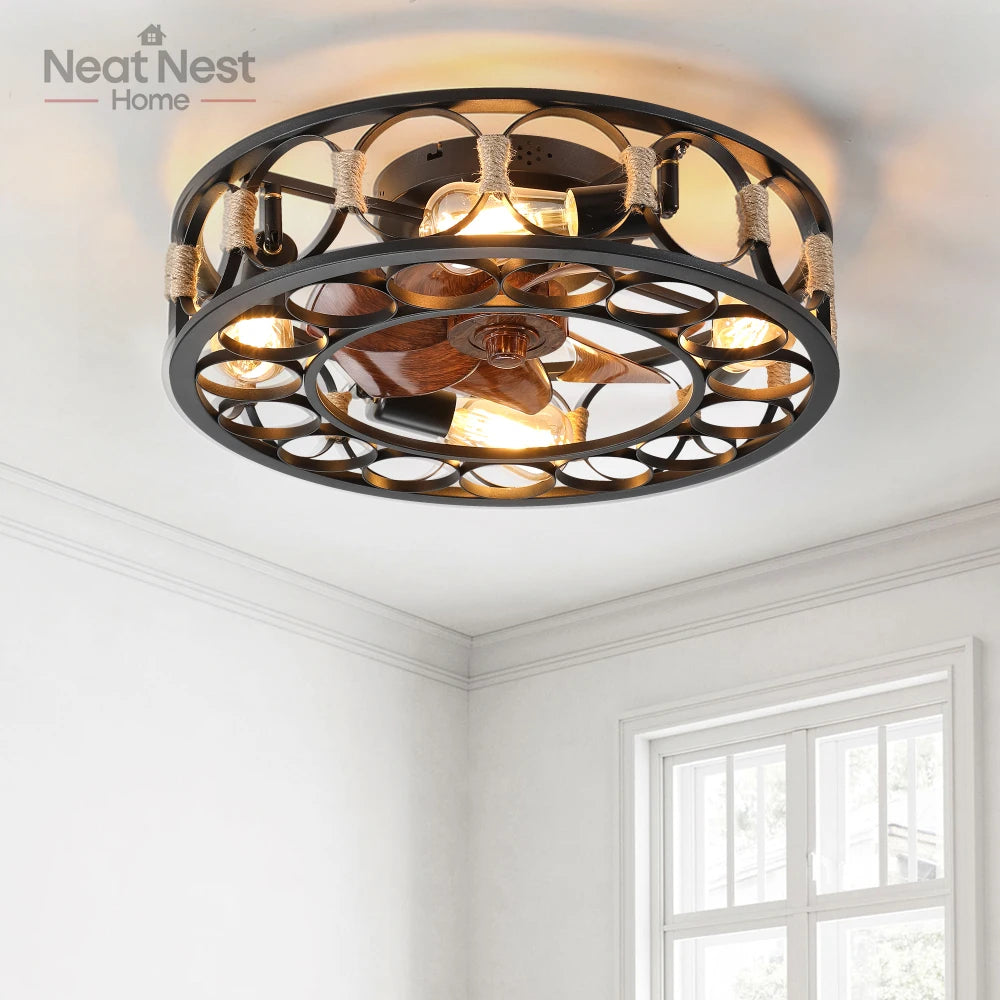 Modern Silent Ceiling Fan with Lights and Remote Control