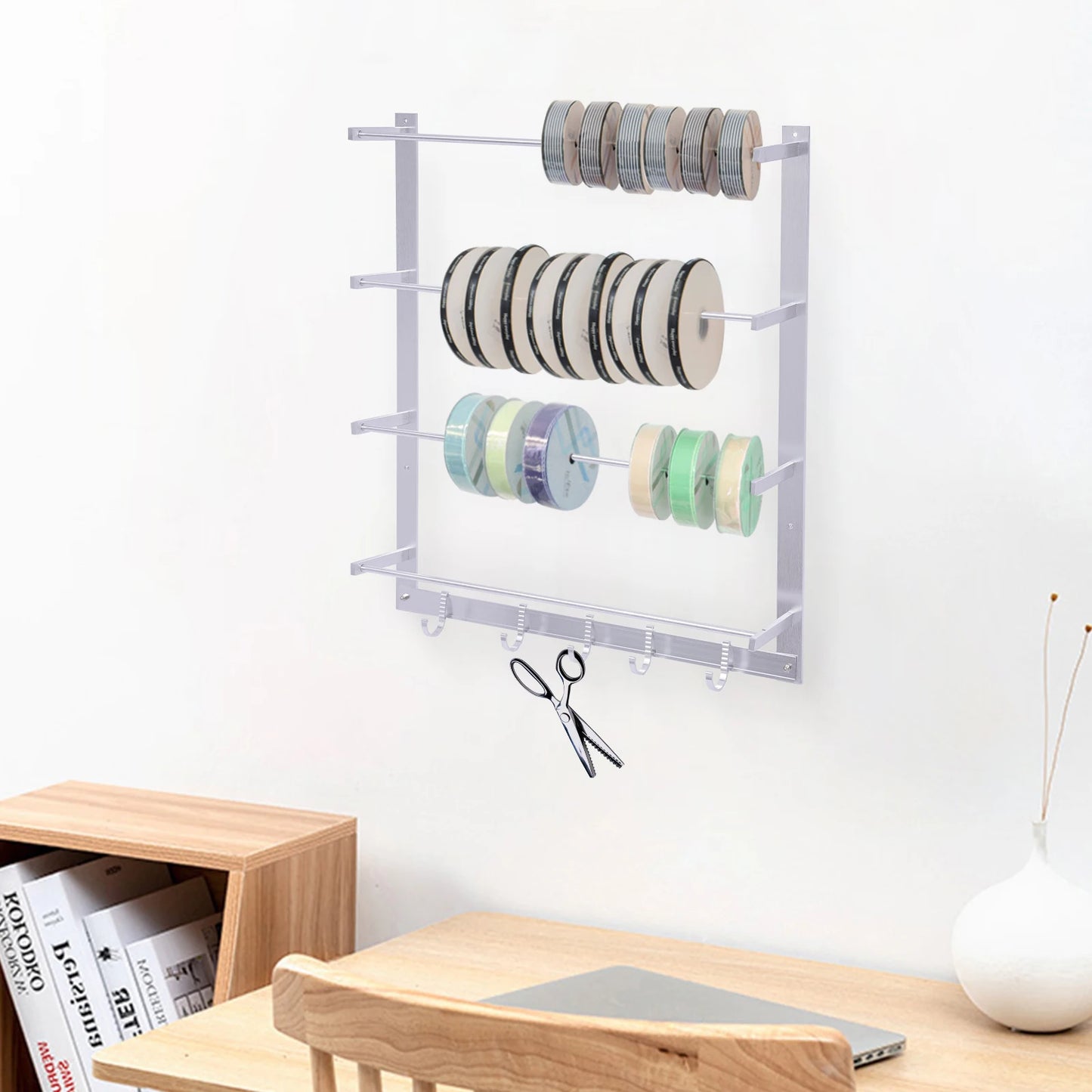 Wire Spool Rack Wall Mount Organizer for Ribbons and Thread