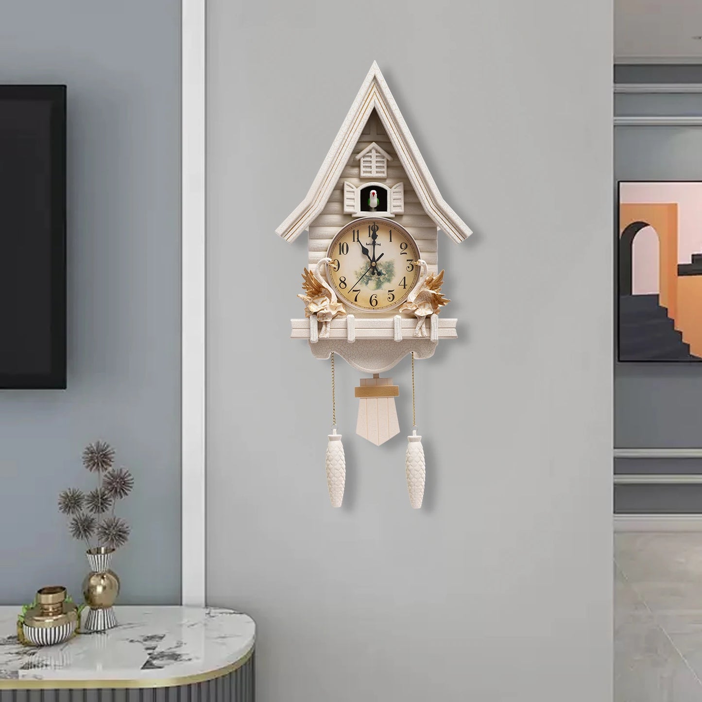 Chime Time Cuckoo Wall Clock Battery Operated Antique