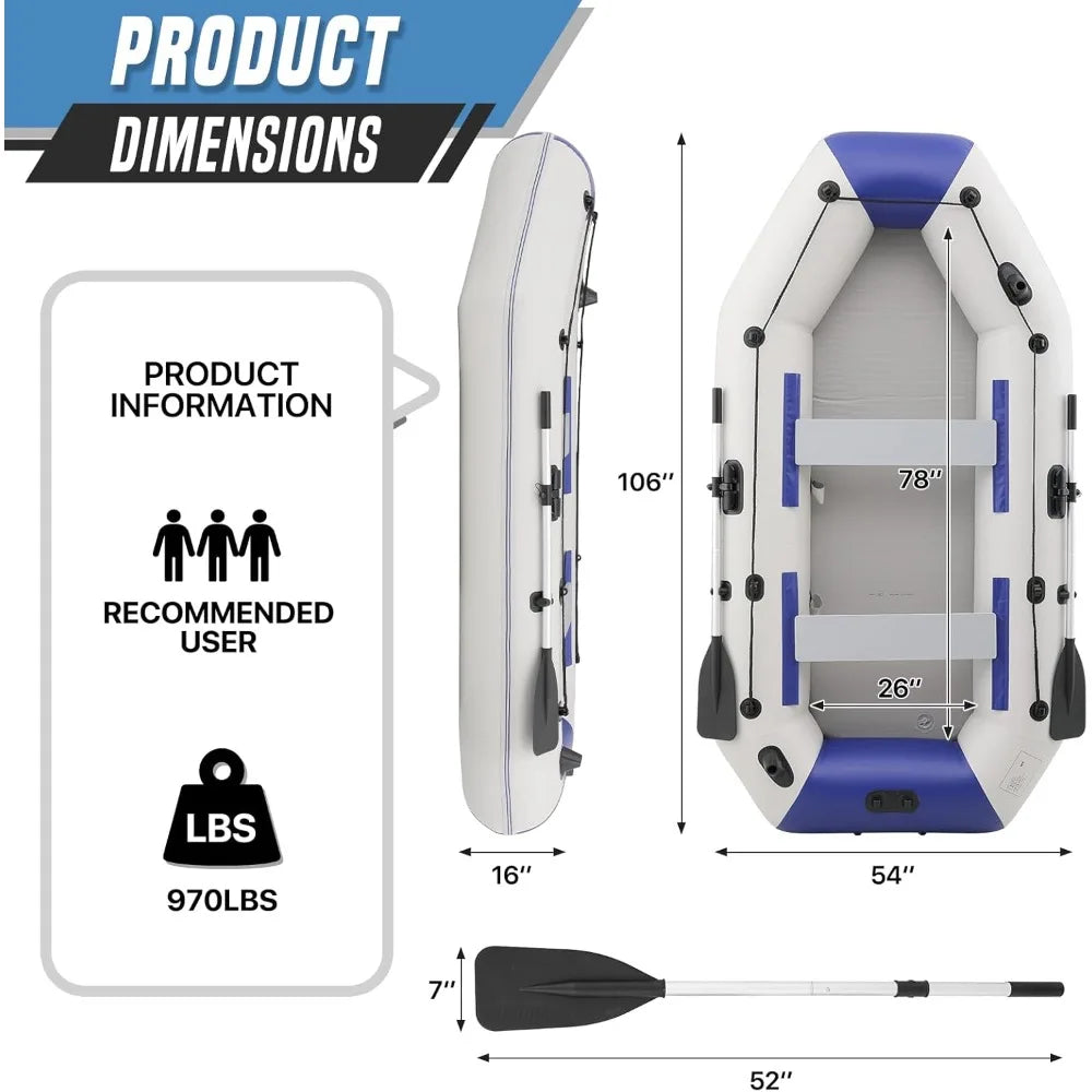 Inflatable Sports Kayak for 1-4 Persons with Oars Included