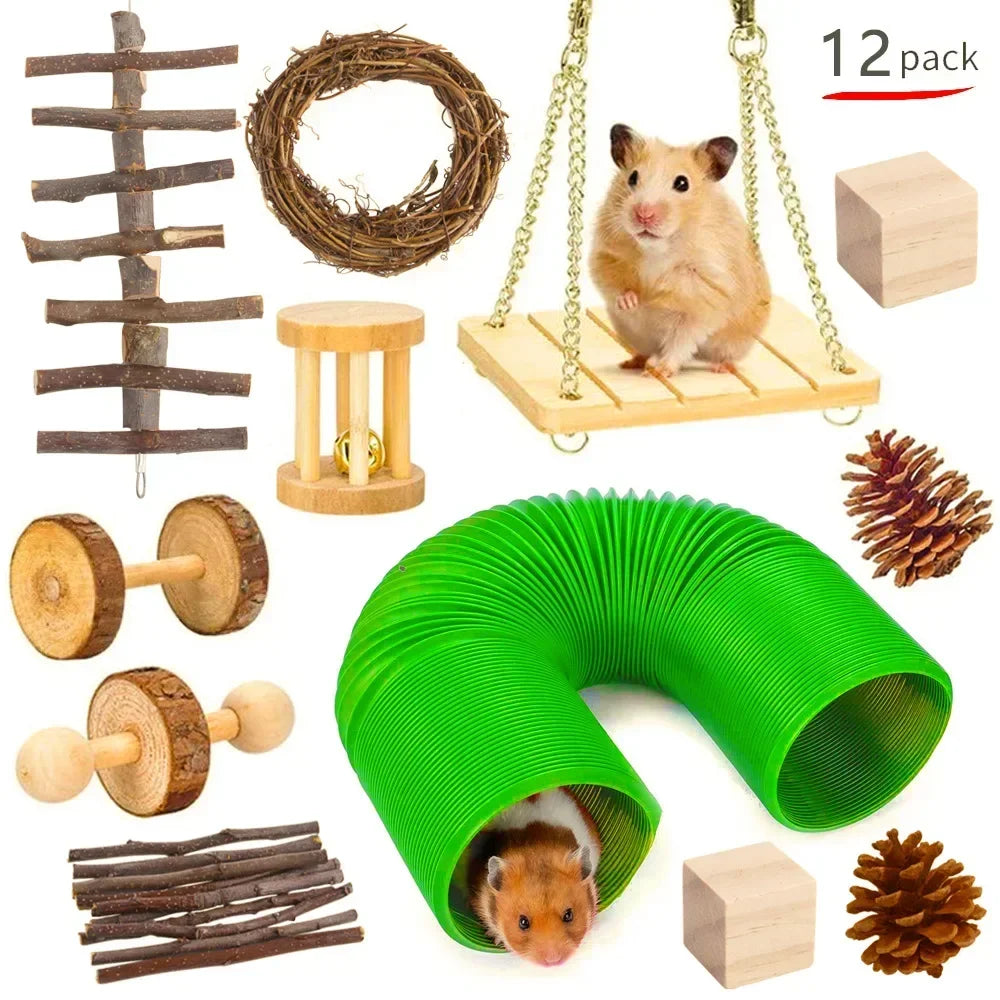 Hign-concerned Wooden Hamster And Small Pet Toys Set