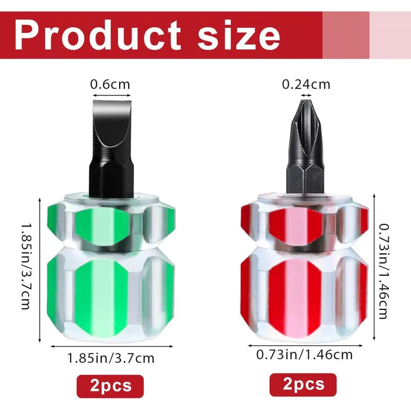 4Pcs Stubby Sewing Screwdriver Set Flat Phillips Mini Tools