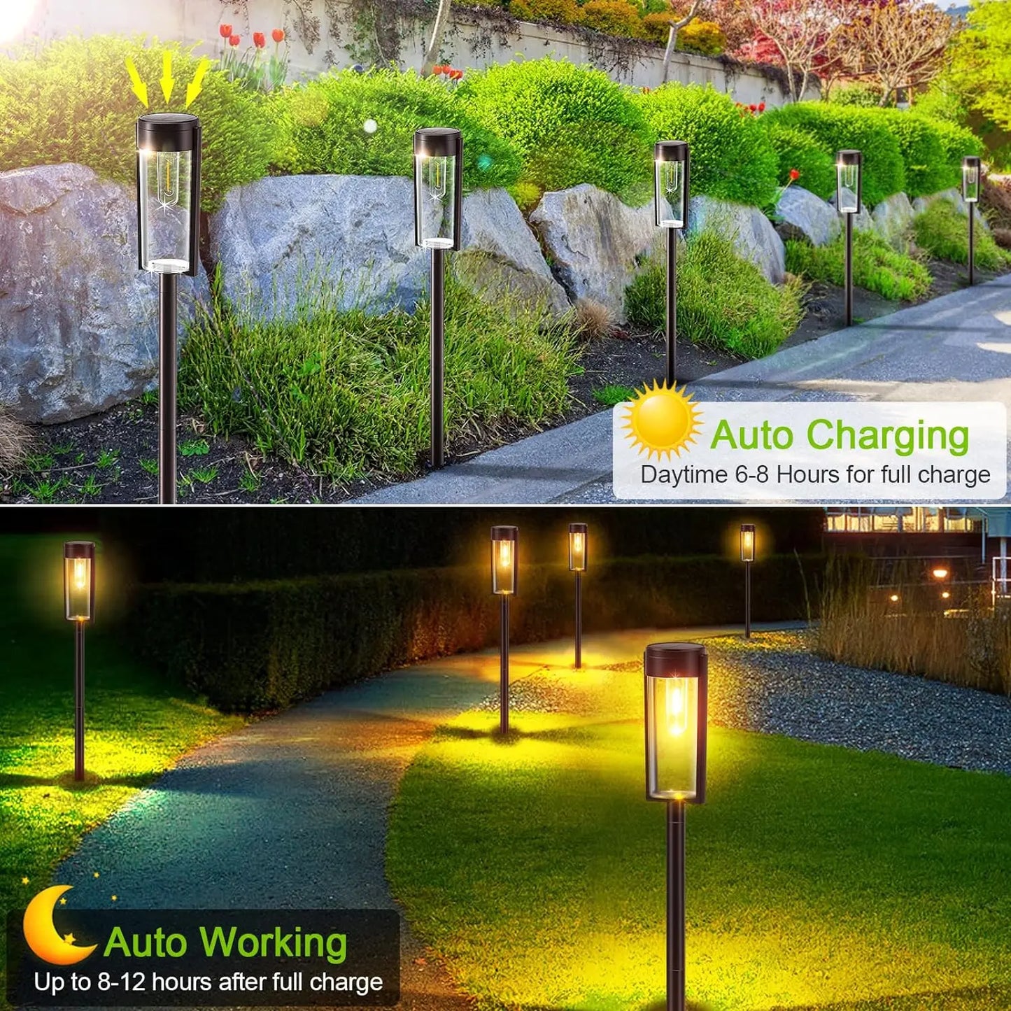 Upgraded Solar Pathway Lights 6/12 Pack for Outdoor Use
