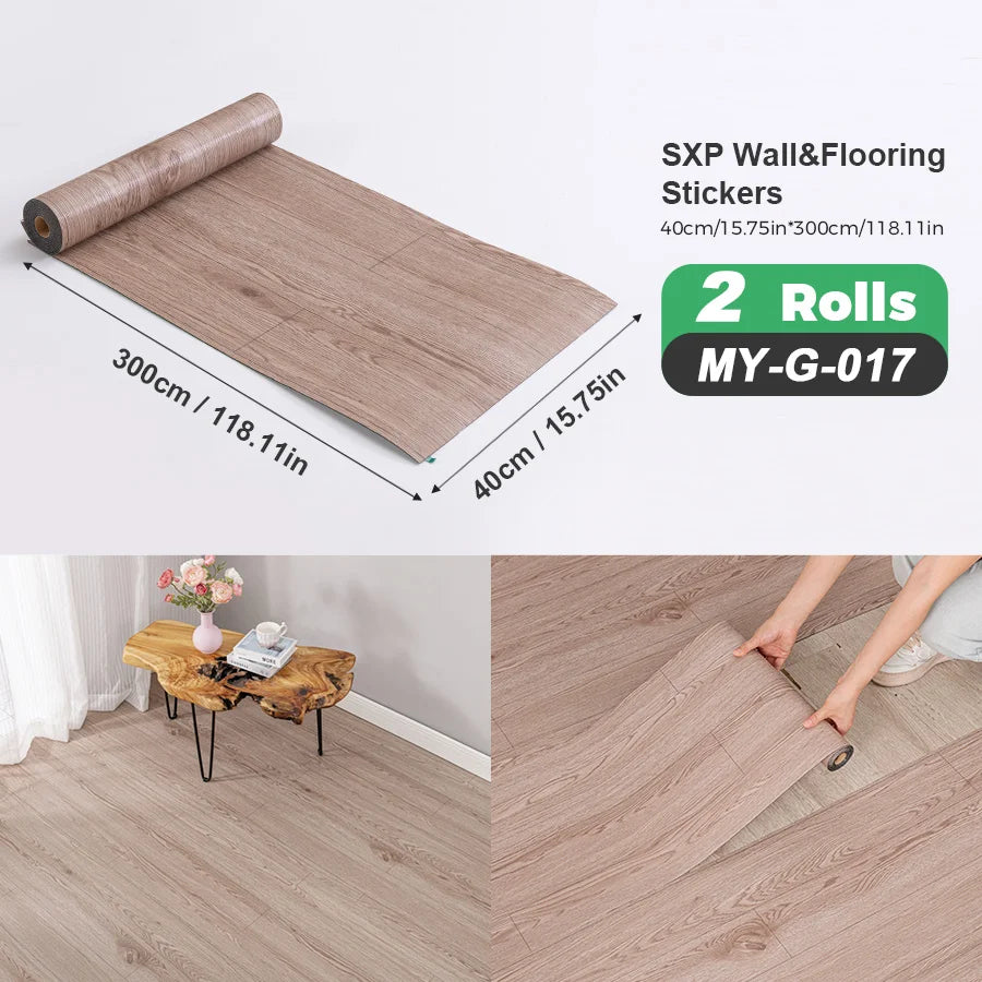 2 Rolls Self Adhesive Wall Floor Sticker Wood Grain Marble