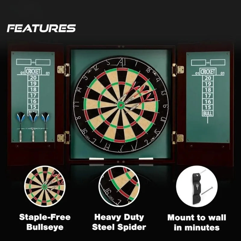 Bristle Dartboard and Cabinet Set with Easy Assembly Complete with All Accessories